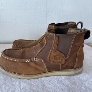 Twisted X Chelsea Wedge Work Boots Men's Size 13W Brown Leather Composite Toe